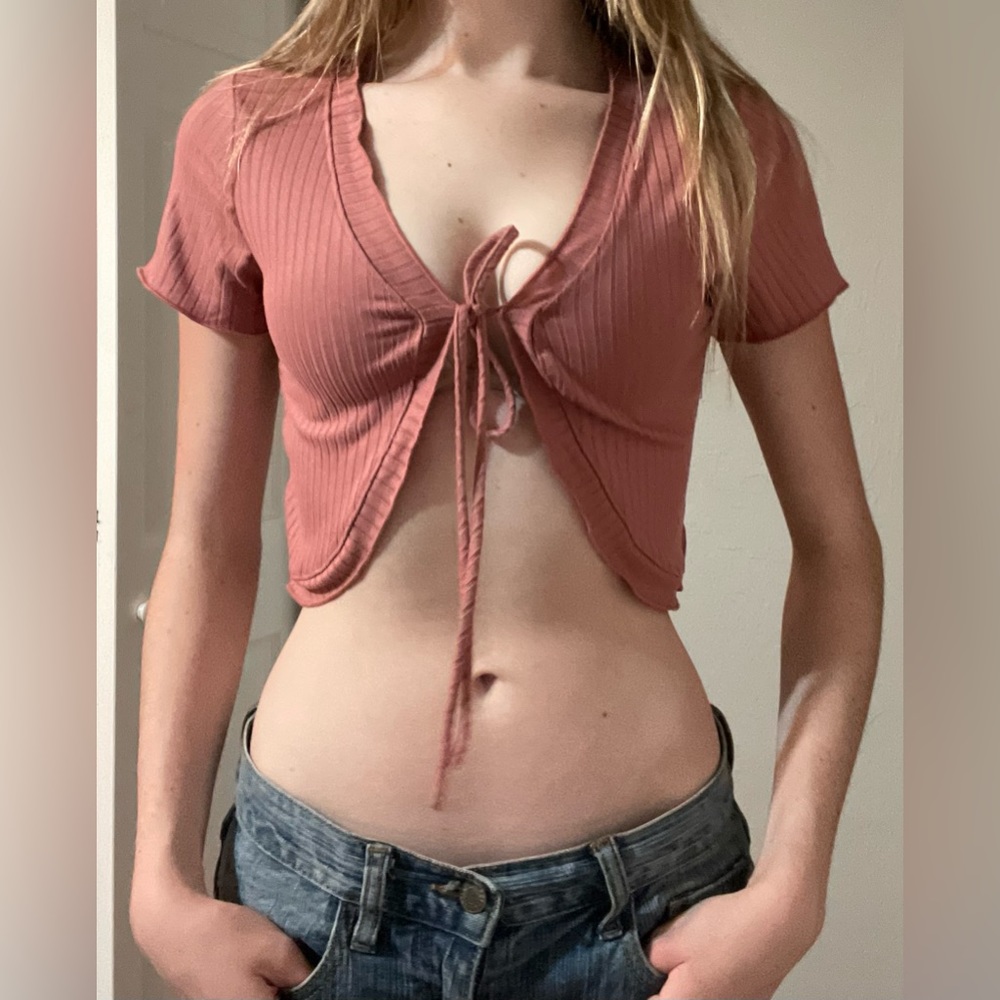 Tie together blush babydoll top.